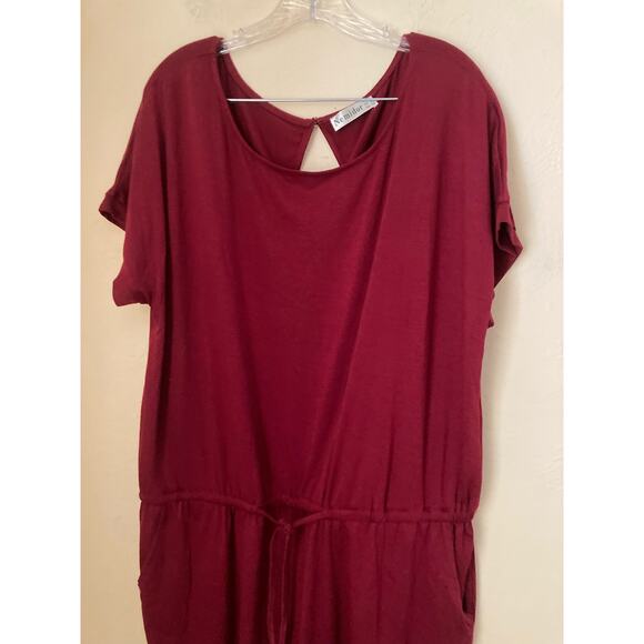 Nemidor Women's Romper Size 20 Maroon Key Hole Drawstring NWOT - Picture 3 of 7